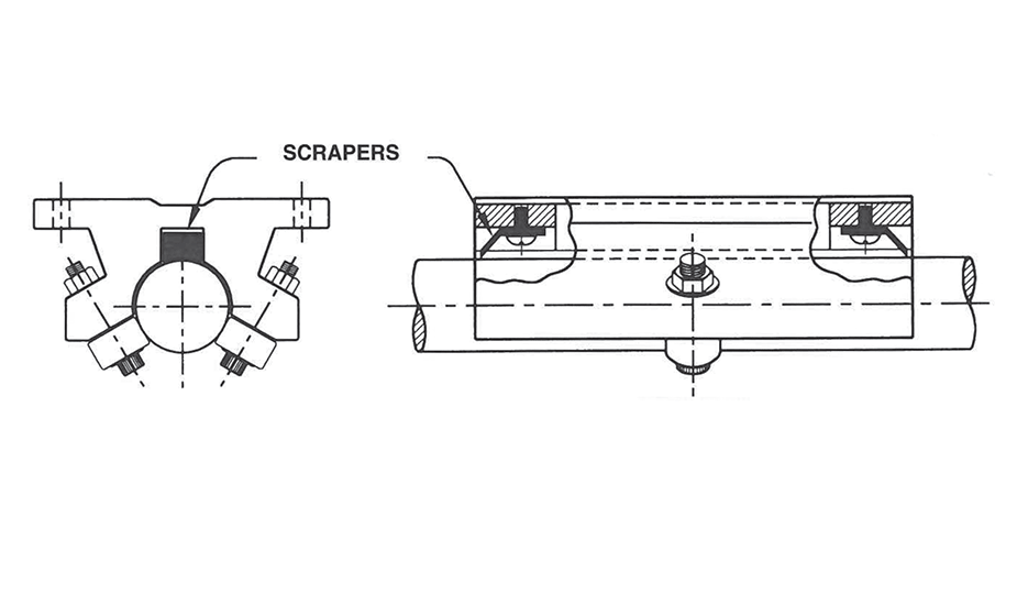 Twin Roller Pillow Block (Inch)  – Scraper Option Diagram
